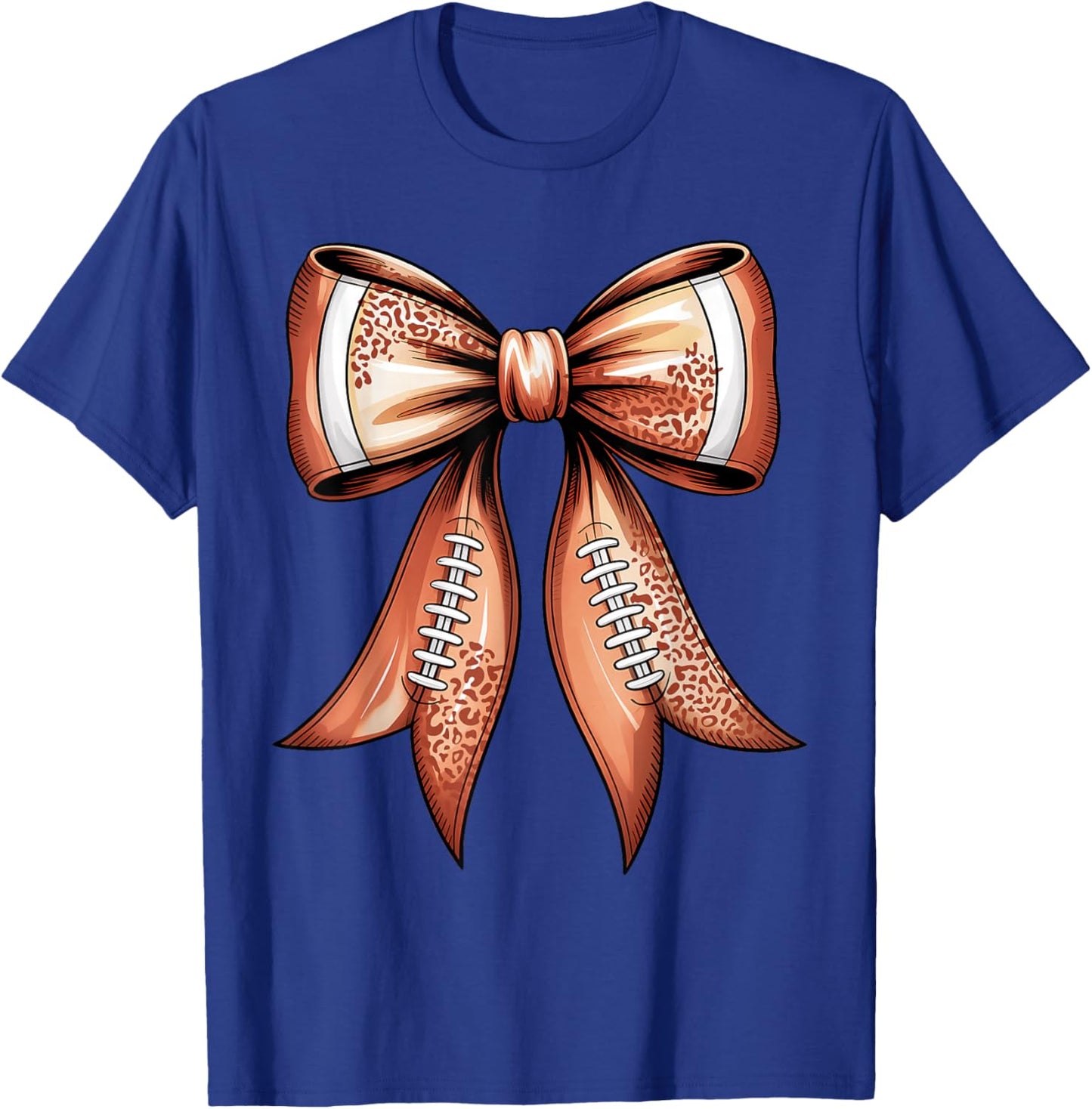Groovy Cute Coquette Bow Game Day Football for Mom Girls T-Shirt - T-Shirt | Royal