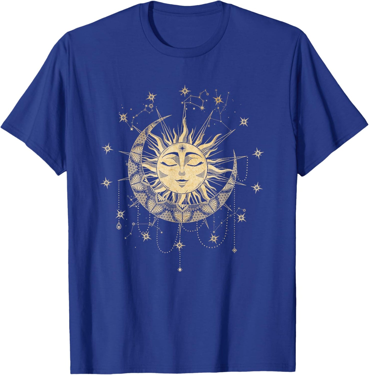Magische Geometrie Mandala Sonne mit Mond Sternen Okkultes für Erwachsene, , Schwarz, S T-Shirt - T-Shirt | Royal
