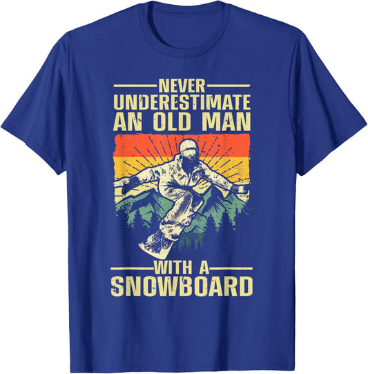 Cool Snowboarding Art Grandpa Dad Winter Snowboarder T-Shirt - T-Shirt | Royal