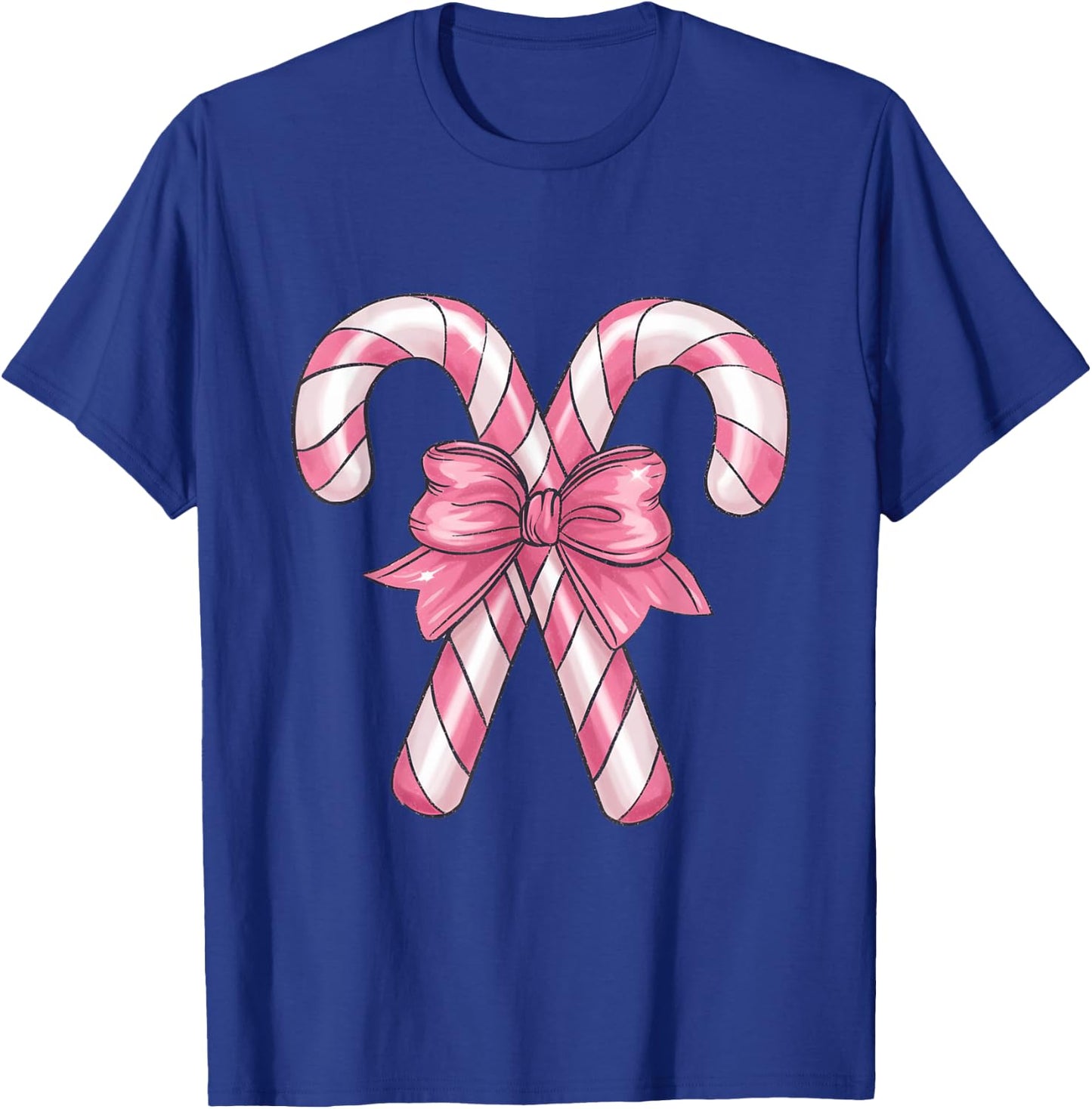 Candy Cane Christmas- Pretty Pink Bow T-Shirt - T-Shirt | Royal