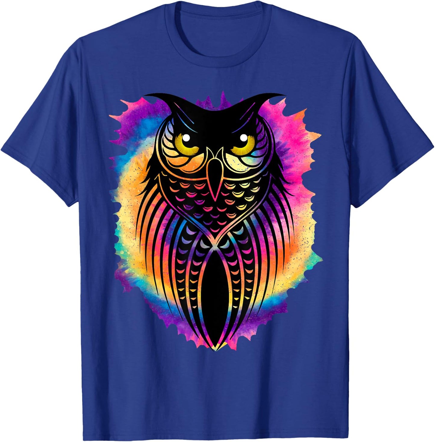 Owl Tie-Dye Graphic | Gift Bird and Owl Lovers T-Shirt - T-Shirt | Royal