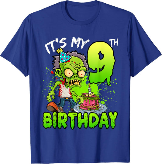 It's My 9th Birthday Zombie Lover 9 Year Old Boys Girls T-Shirt - T-Shirt | Royal