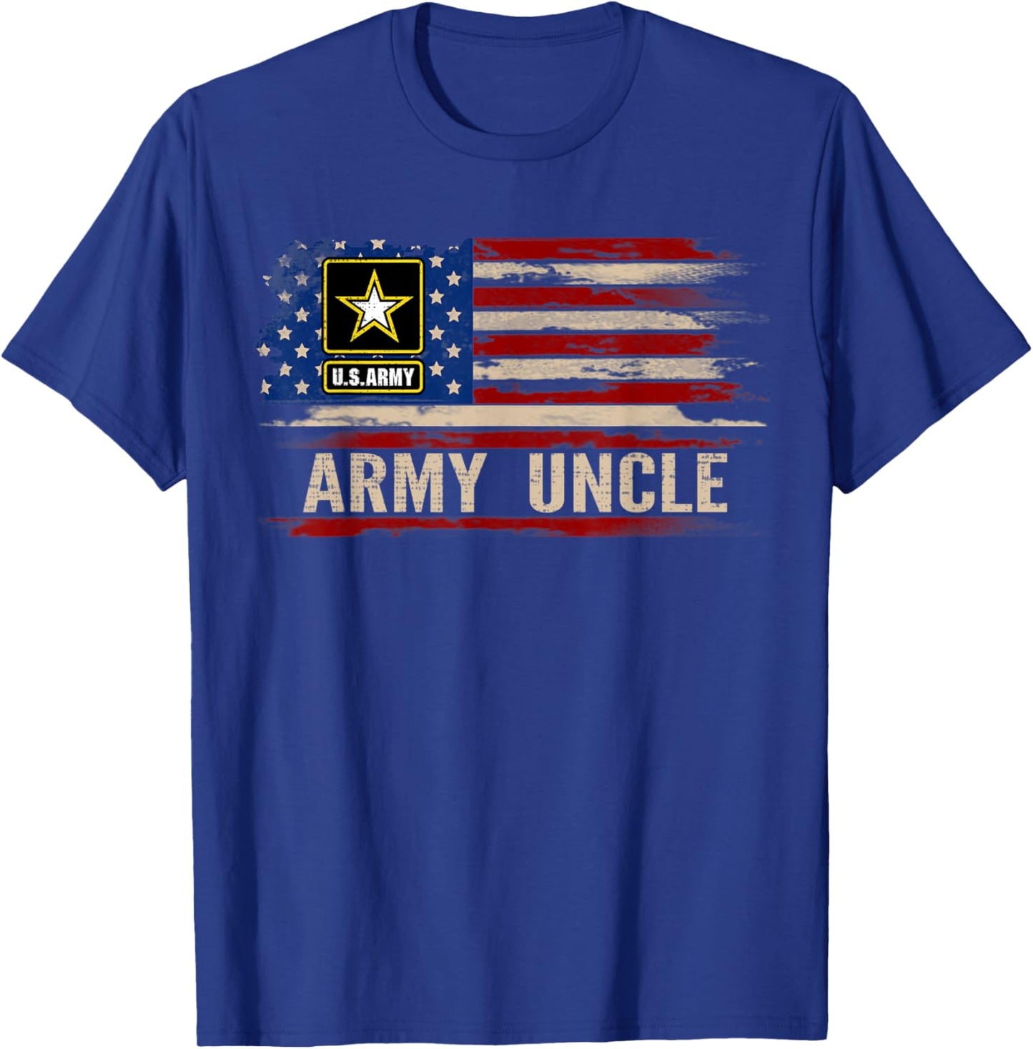 Vintage Army Uncle With American Flag For Veteran Gift Kids Men T-Shirt - T-Shirt | Royal