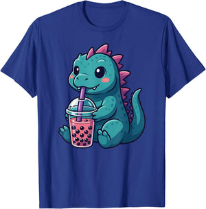 Cute Dinosaur Boba Tea Lover Kawaii Boys Girls Kids T-Shirt - T-Shirt | Royal