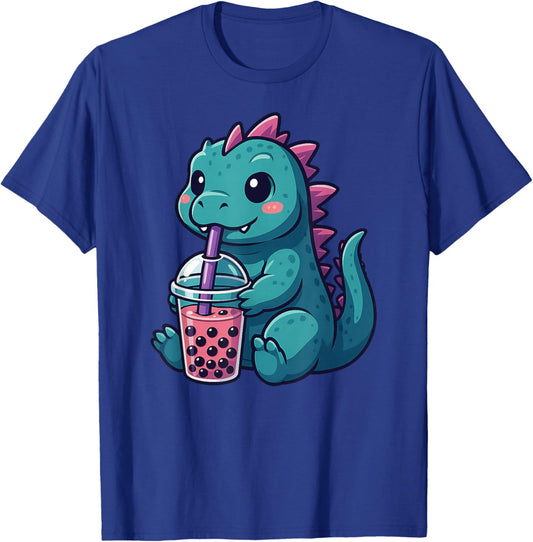 Cute Dinosaur Boba Tea Lover Kawaii Boys Girls Kids T-Shirt - T-Shirt | Royal