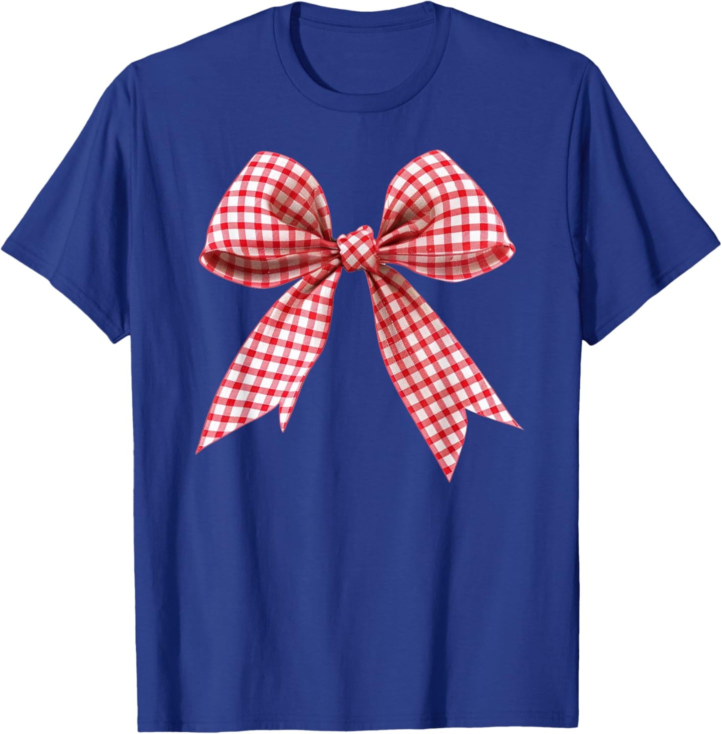 Red Gingham Ribbon Bow Coquette Y2K Aesthetic Trending T-Shirt - T-Shirt | Royal