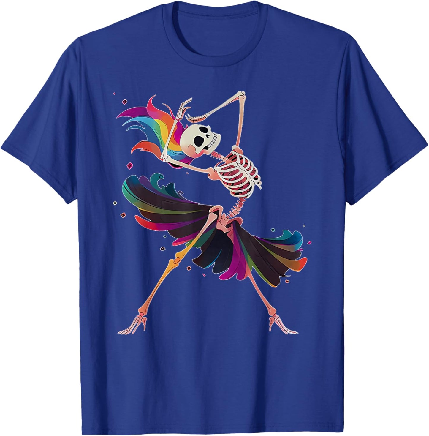 Dancing Skeleton Rainbow Ballerina Halloween T-Shirt - T-Shirt | Royal