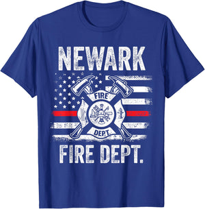 Newark New Jersey Fire Department Thin Red Line Fireman T-Shirt - T-Shirt | Royal