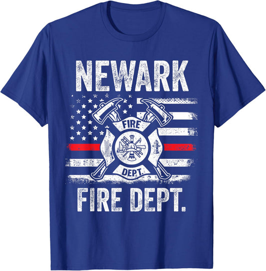 Newark New Jersey Fire Department Thin Red Line Fireman T-Shirt - T-Shirt | Royal