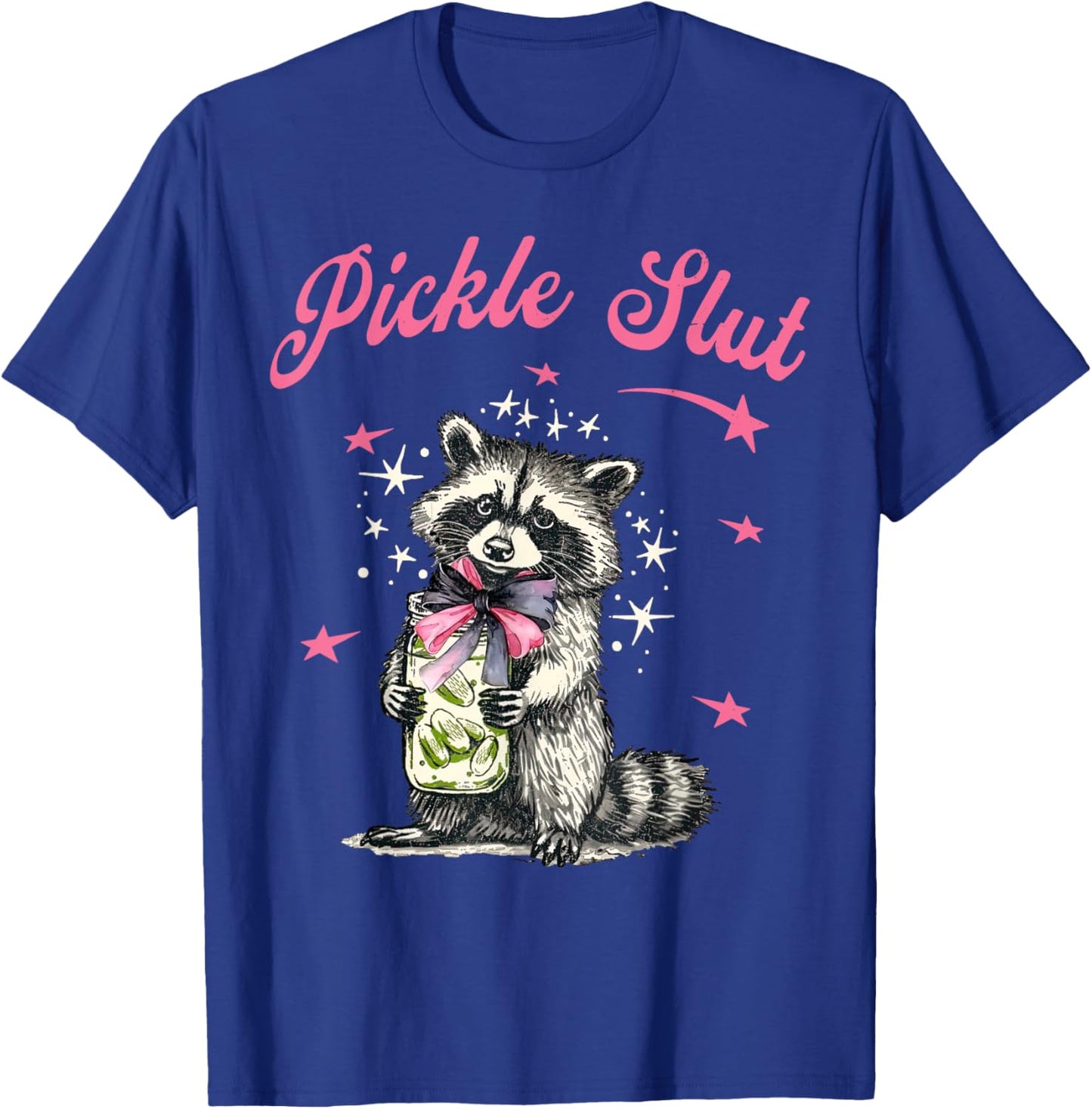 Retro 90s Racoon Pickle Slut Coquette Pickle Jar Trash Panda T-Shirt - T-Shirt | Royal