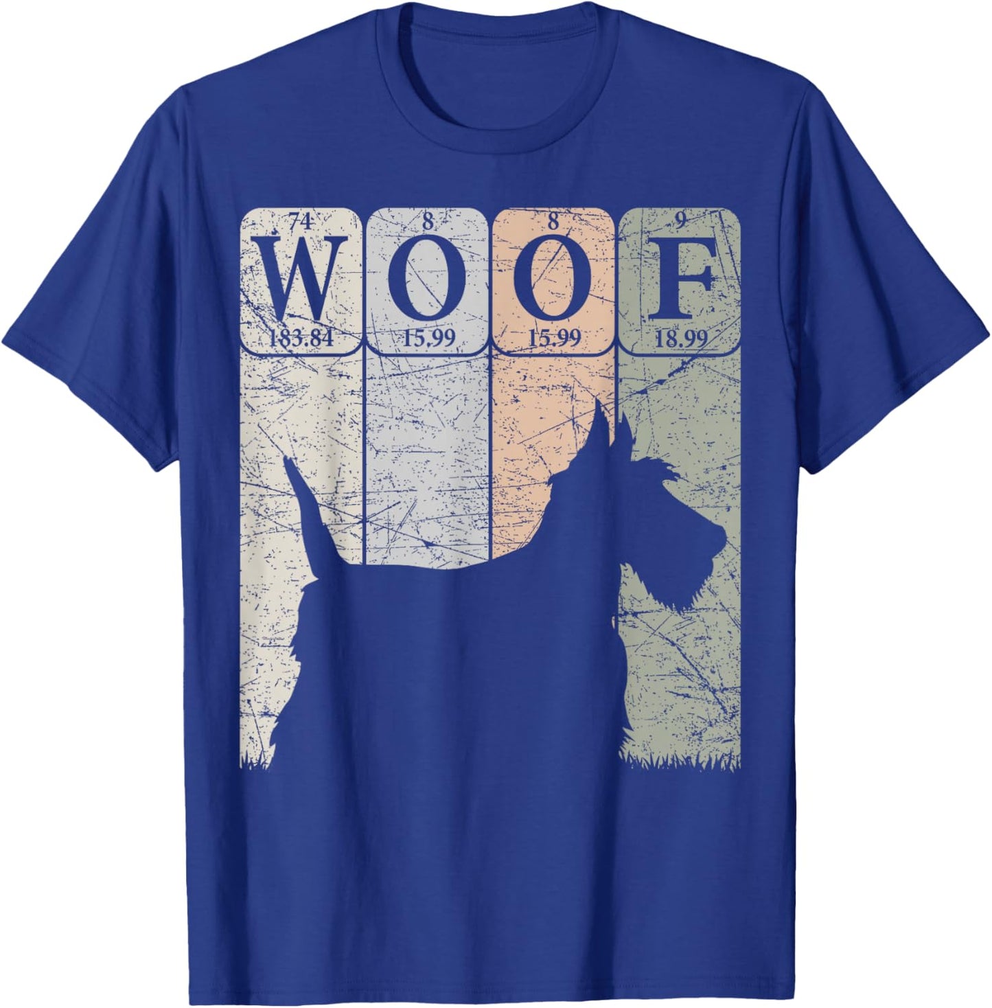 Scottish Terrier Dog Periodic Table Elements Scottie Woof T-Shirt - T-Shirt | Royal