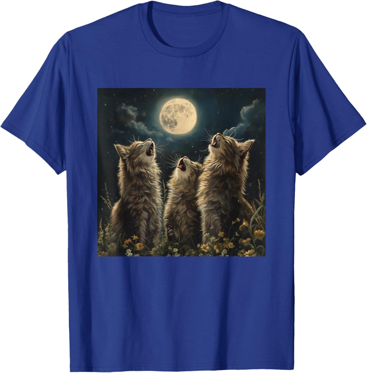 Maine Coon Howl At Moon Cat Lover T-Shirt - T-Shirt | Royal