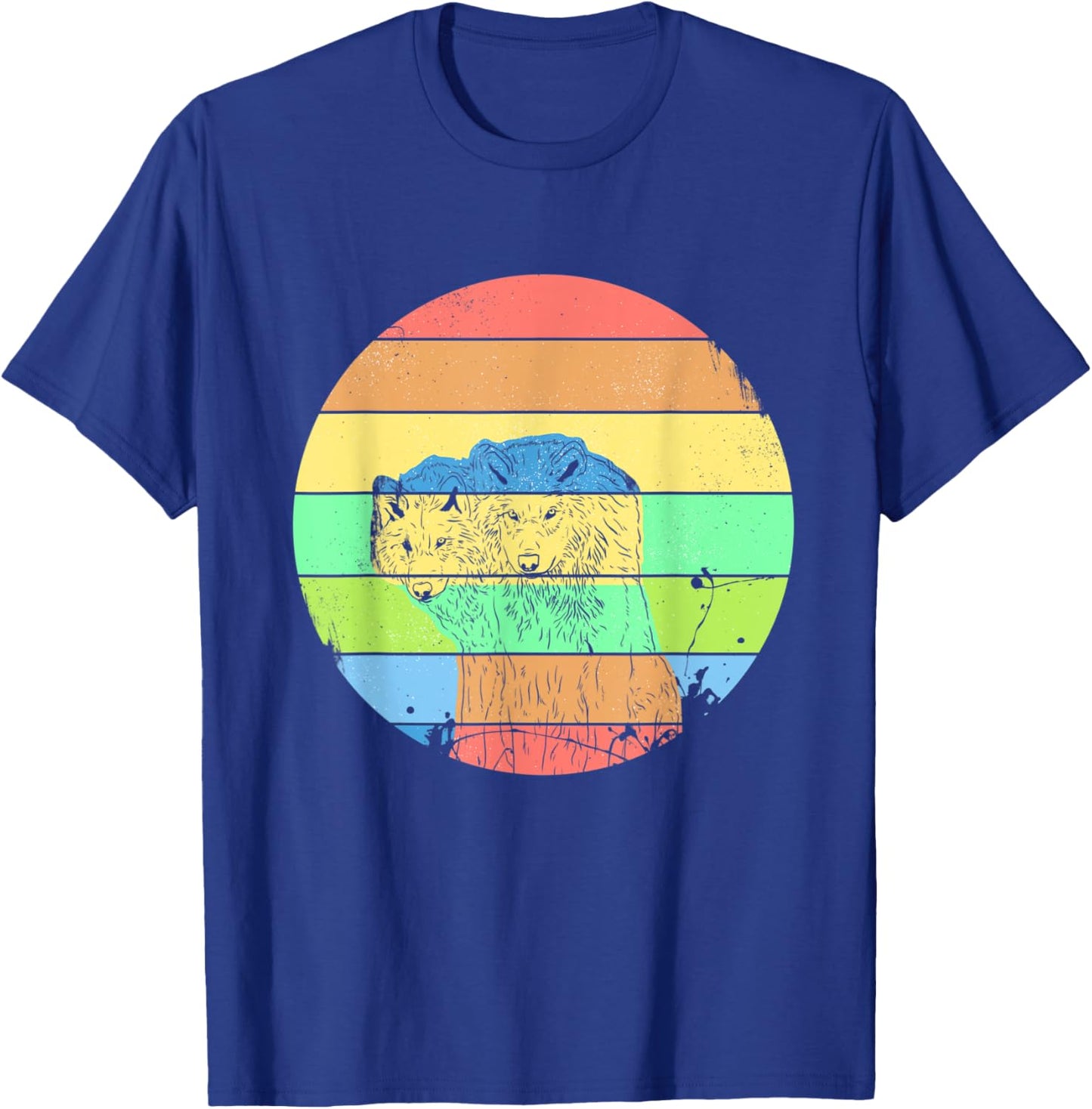 Wolf Retro Vintage 70s Style Wolves Gift T-Shirt - T-Shirt | Royal