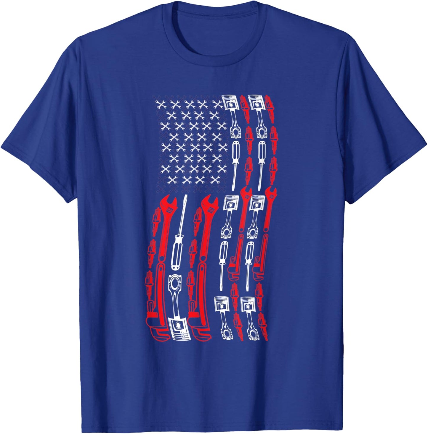 Mechanic USA Flag Patriotic Women Men T-Shirt - T-Shirt | Royal