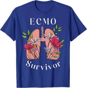 Floral Lungs ECMO Survivor ECMO Oxygenator Nurse Hospital T-Shirt - T-Shirt | Royal