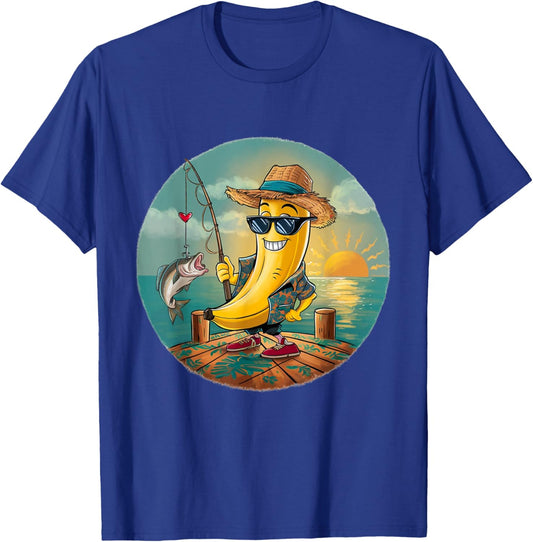 Lucky Fishing Funny Banana Humor T-Shirt - T-Shirt | Royal