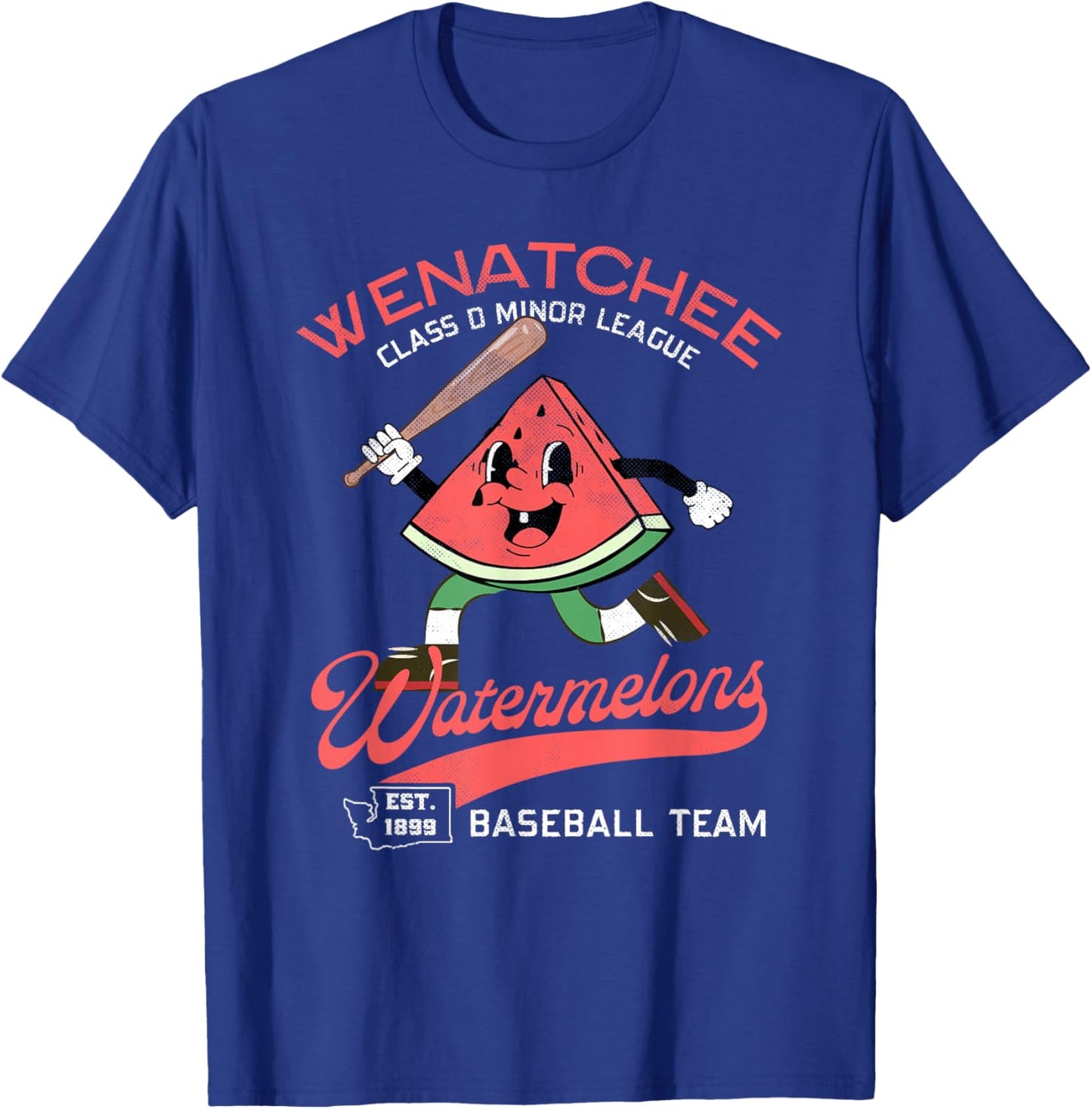 Wenatchee Watermelons Retro Minor League Baseball Team T-Shirt - T-Shirt | Royal