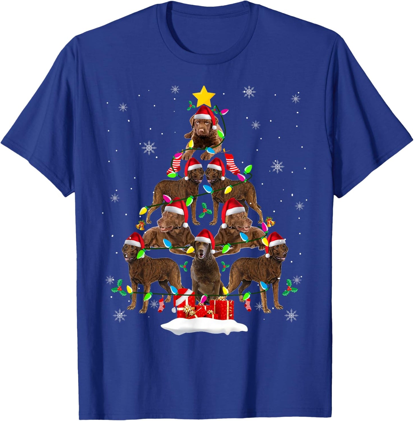 Chesapeake Bay Retriever Christmas Tree Funny Santa Dog Gift Men Women Kids T-Shirt - T-Shirt | Royal