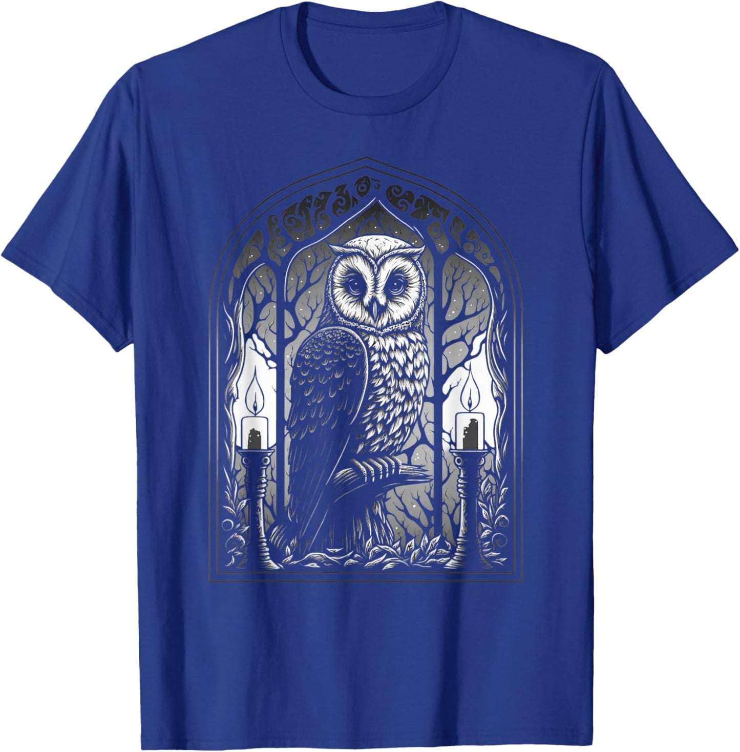 Wiccan Witch Owl With Candle Illustration, Version 2 of 6 T-Shirt - T-Shirt | Royal