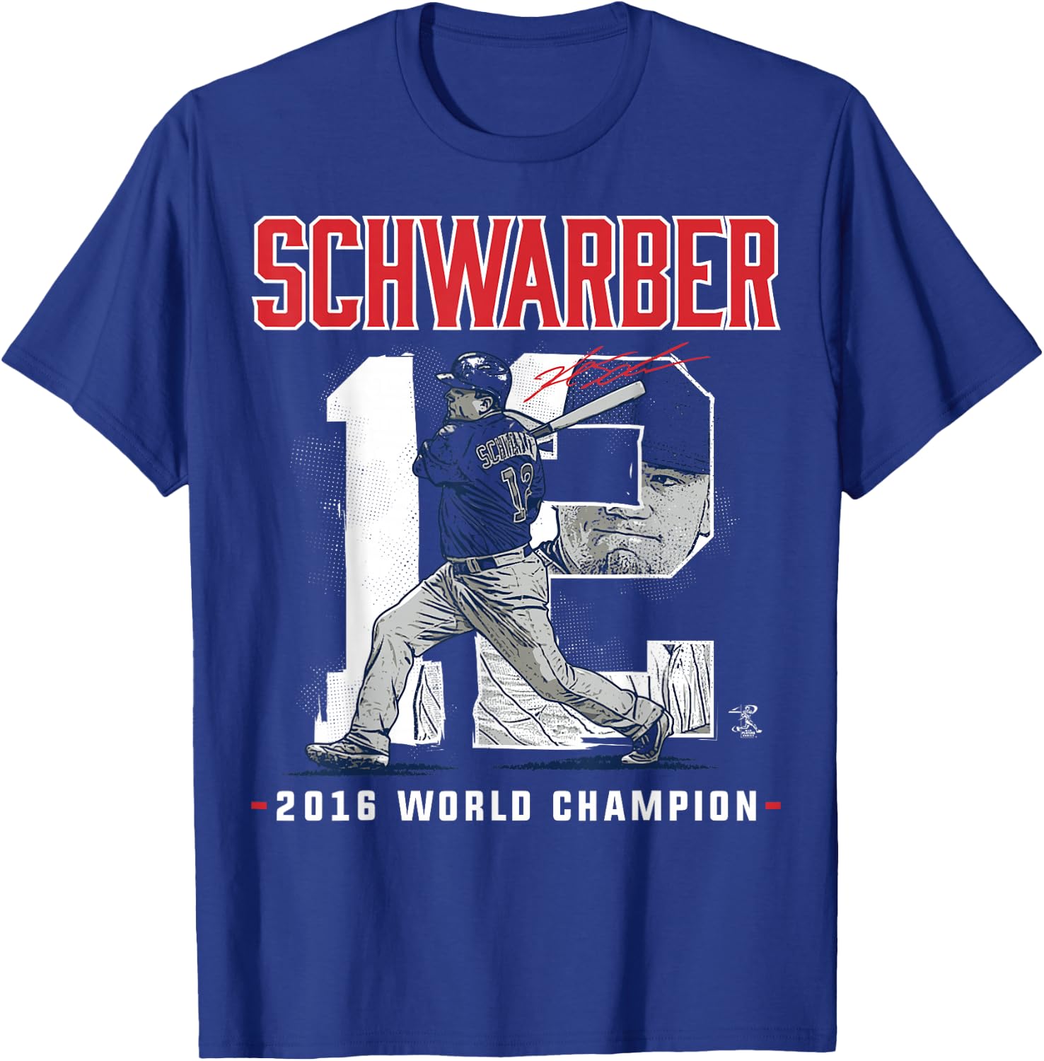 Kyle Schwarber Player Number 2016 World Champion T-Shirt - T-Shirt | Royal