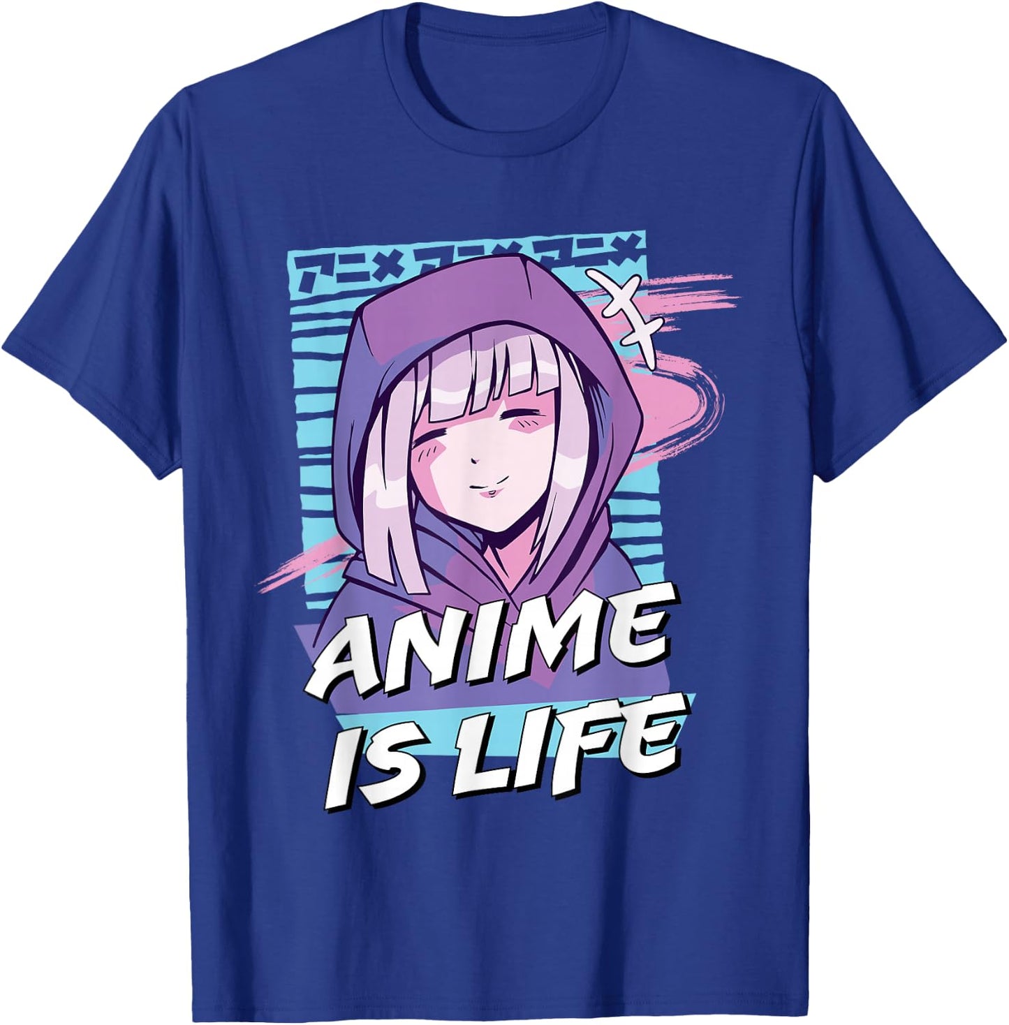 Anime is Life | Cute Anime Girl Otaku Graphic T-Shirt - T-Shirt | Royal