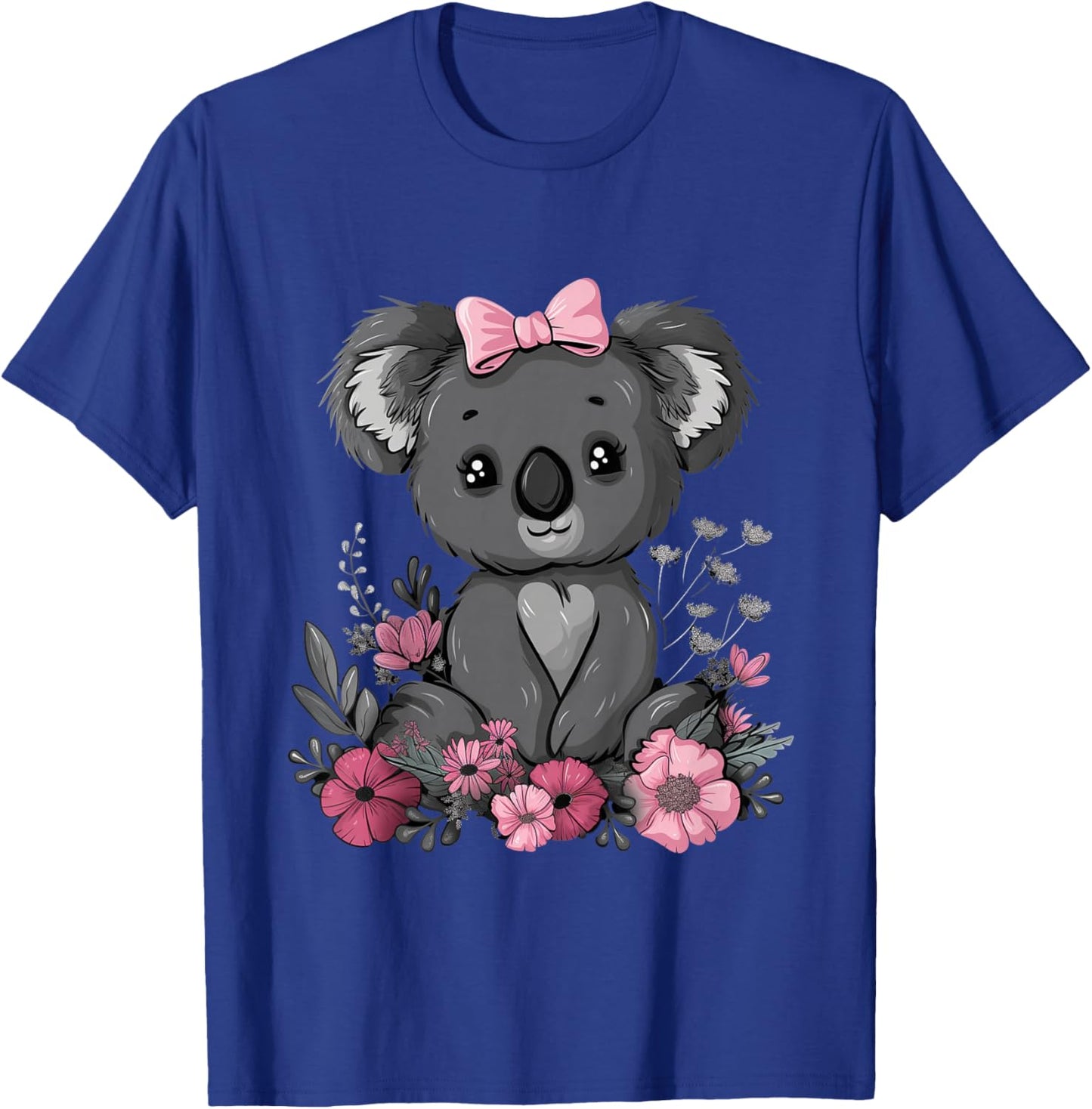Koala Cute Kawaii Koala Bear Pink Bow Flowers Girls Kids T-Shirt - T-Shirt | Royal