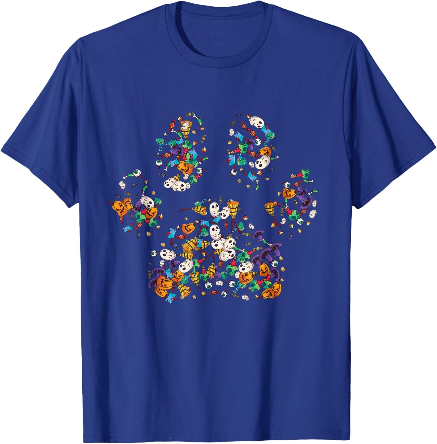 Paw Print Halloween Dog Candy Pumpkin Ghost Gift Women Girls T-Shirt - T-Shirt | Royal
