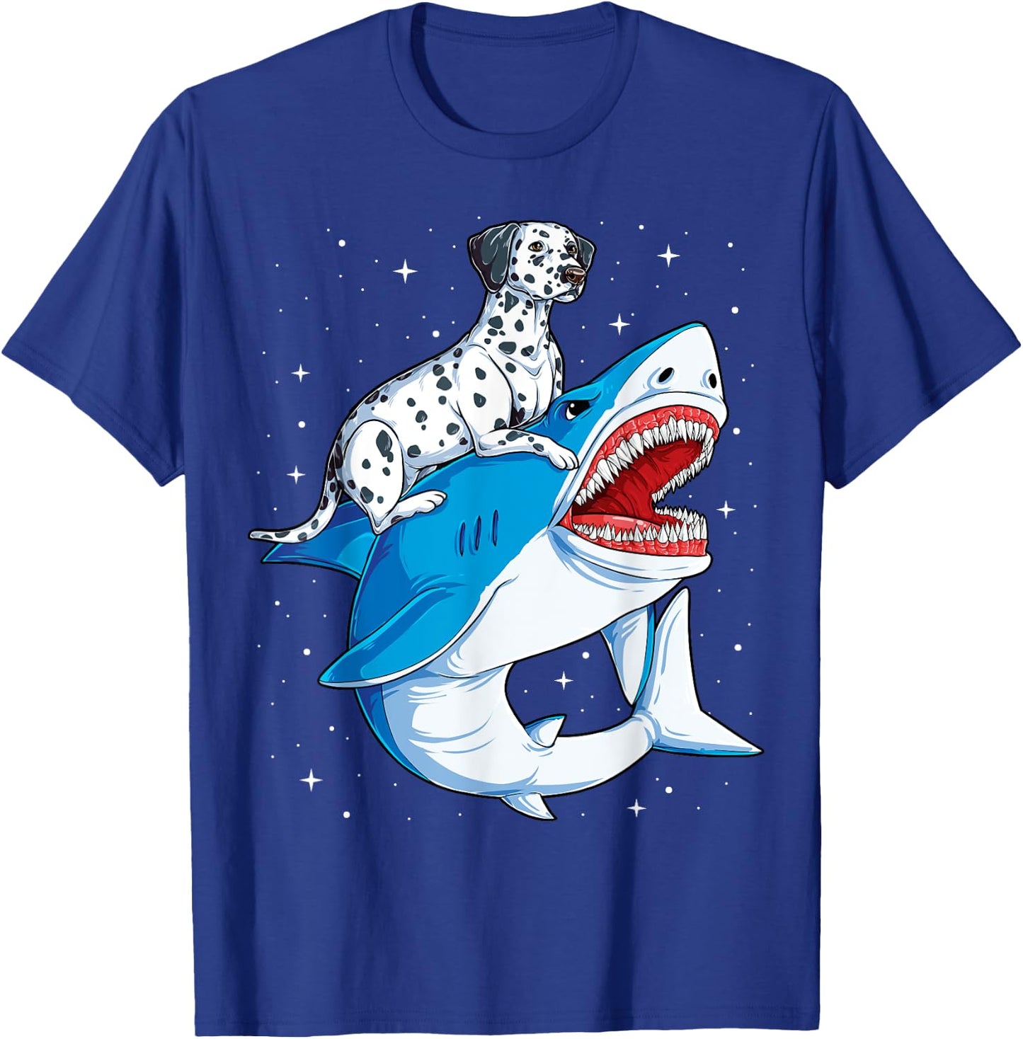Dalmatian Riding Shark Jawsome Dog Lover Gifts Space Galaxy T-Shirt - T-Shirt | Royal