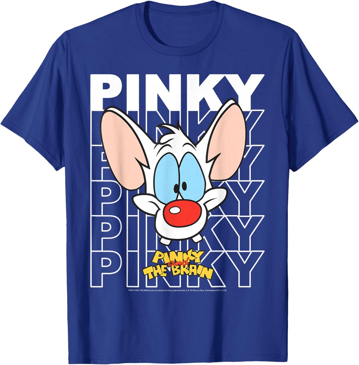 Pinky and The Brain Pinky Text Stack Big Face T-Shirt - T-Shirt | Royal