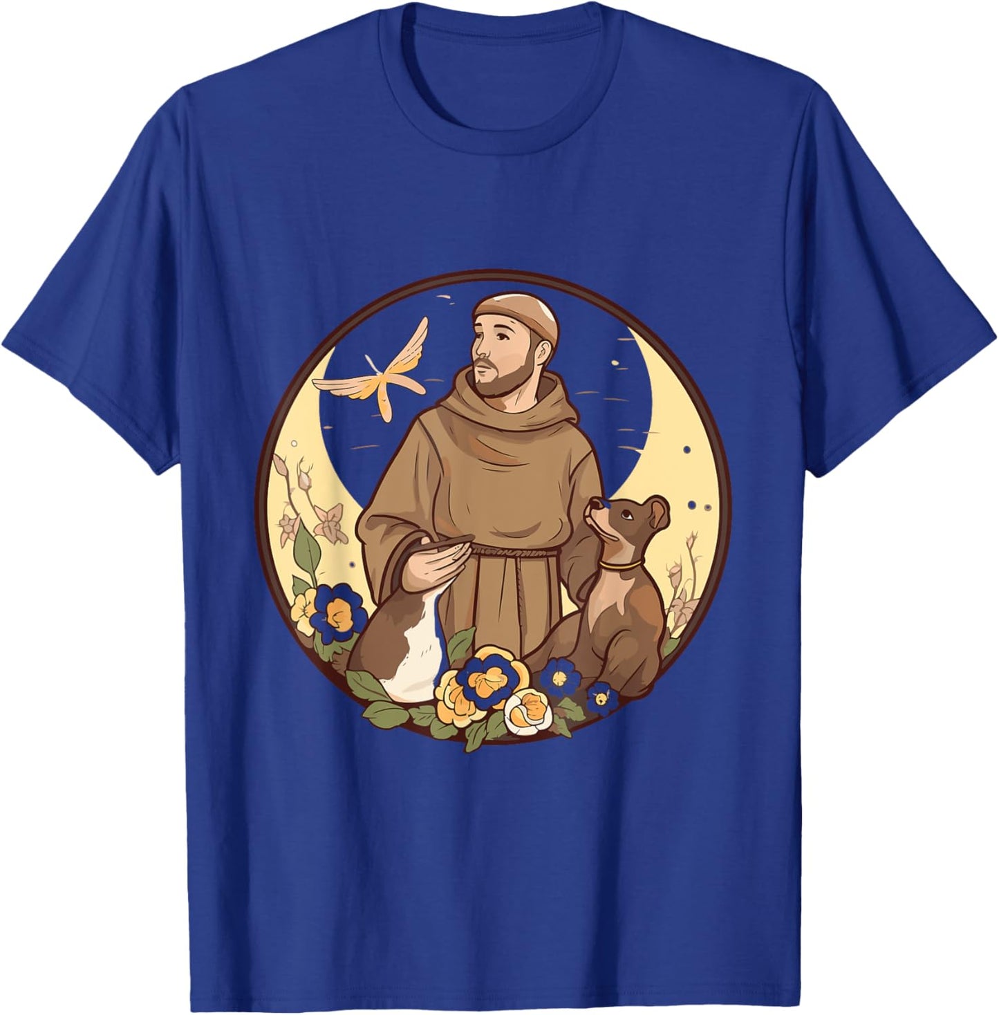 St Francis of Assisi Art Patron Saint of Animals Catholic T-Shirt - T-Shirt | Royal