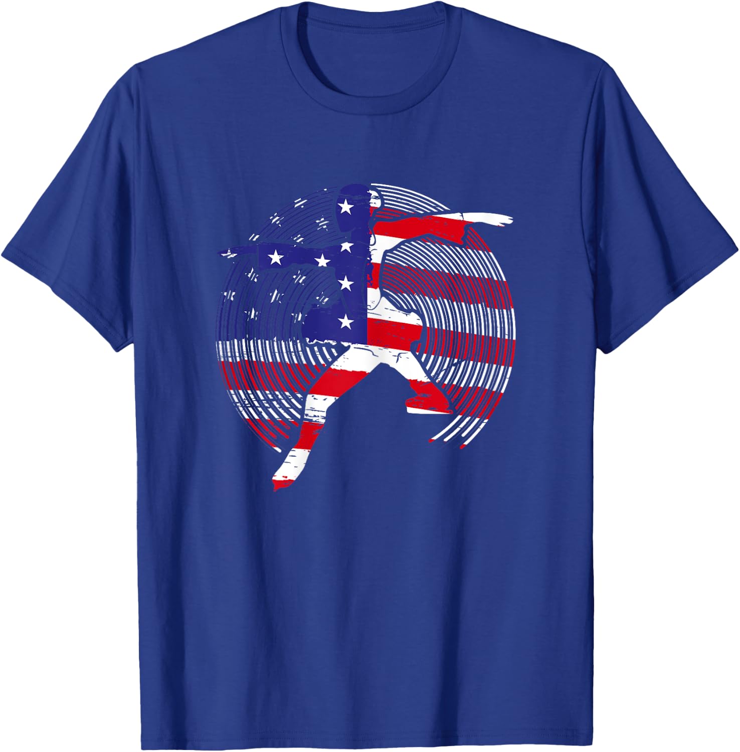 USA American Flag Ice Skate Girl Figure Skating Ice Dancing T-Shirt - T-Shirt | Royal