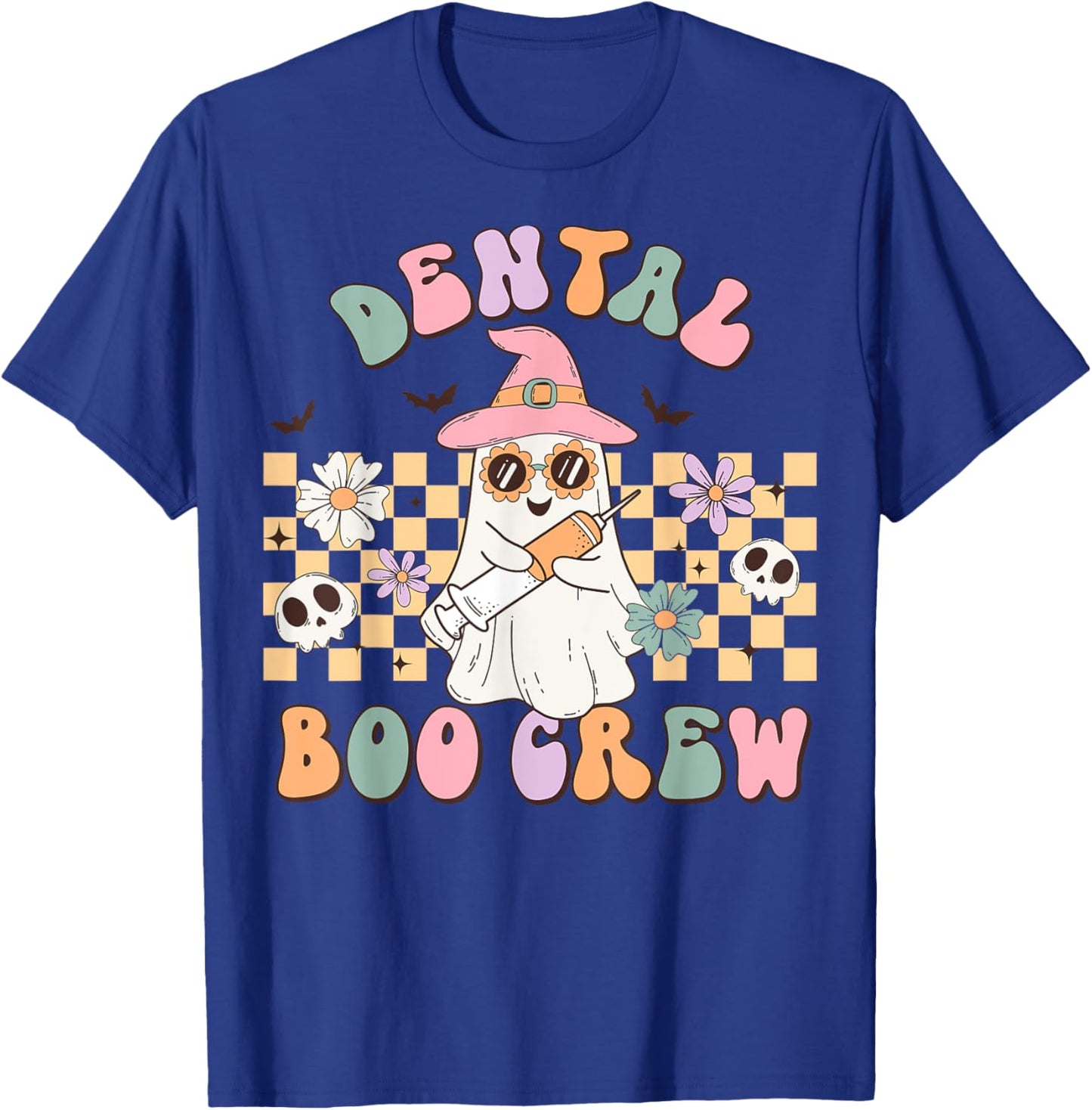 Dental Boo Crew Retro Halloween Dental Assistant T-Shirt - T-Shirt | Royal