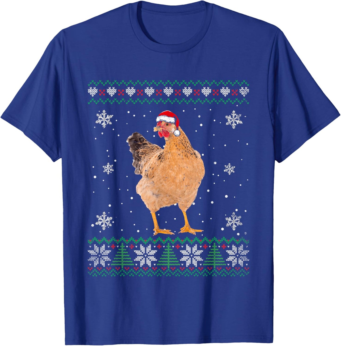 Santa Chicken Ugly Sweater Animals Christmas Pajama T-Shirt - T-Shirt | Royal
