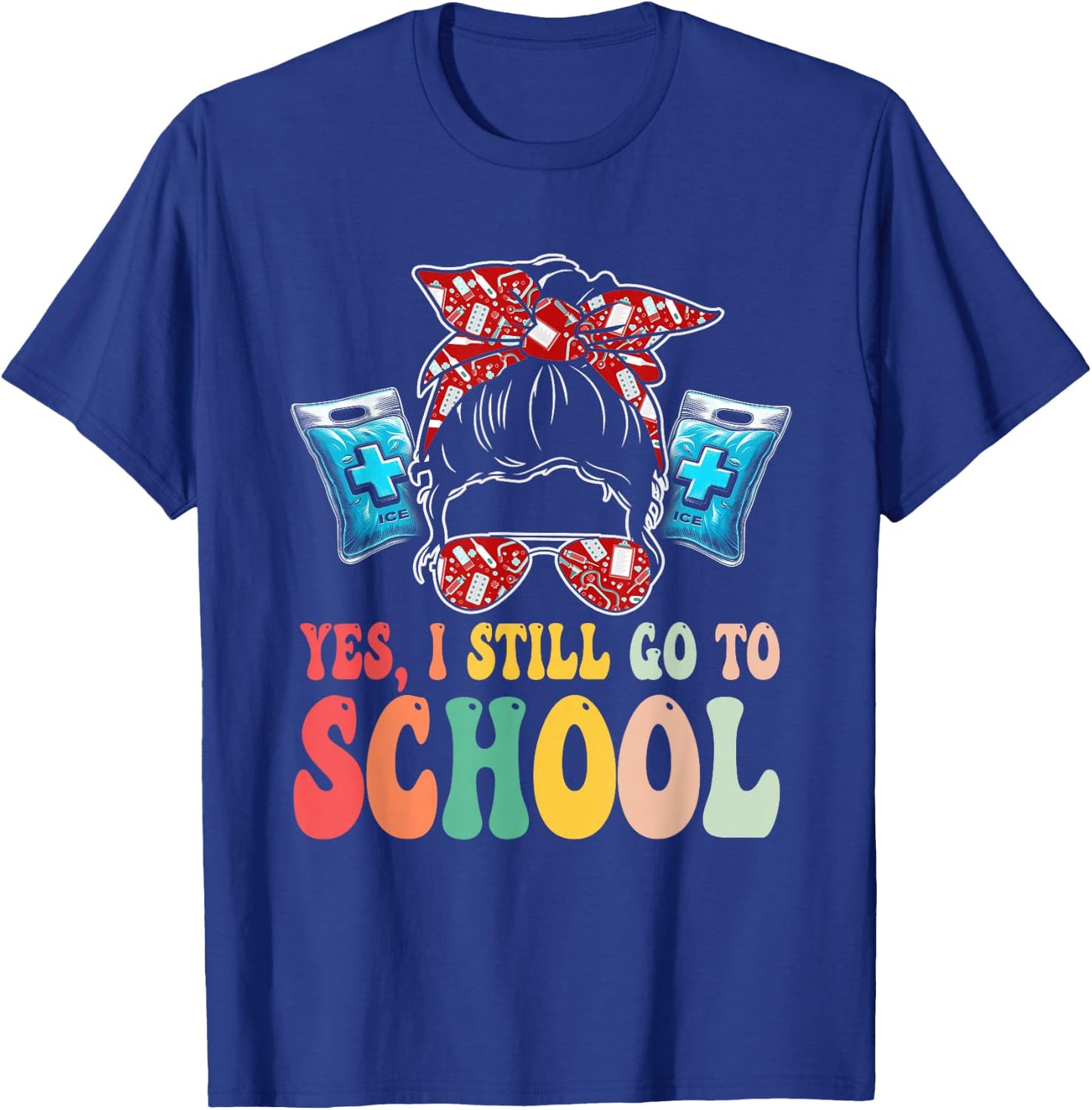 Funny School Nurse School Health Aide T-Shirt - T-Shirt | Royal