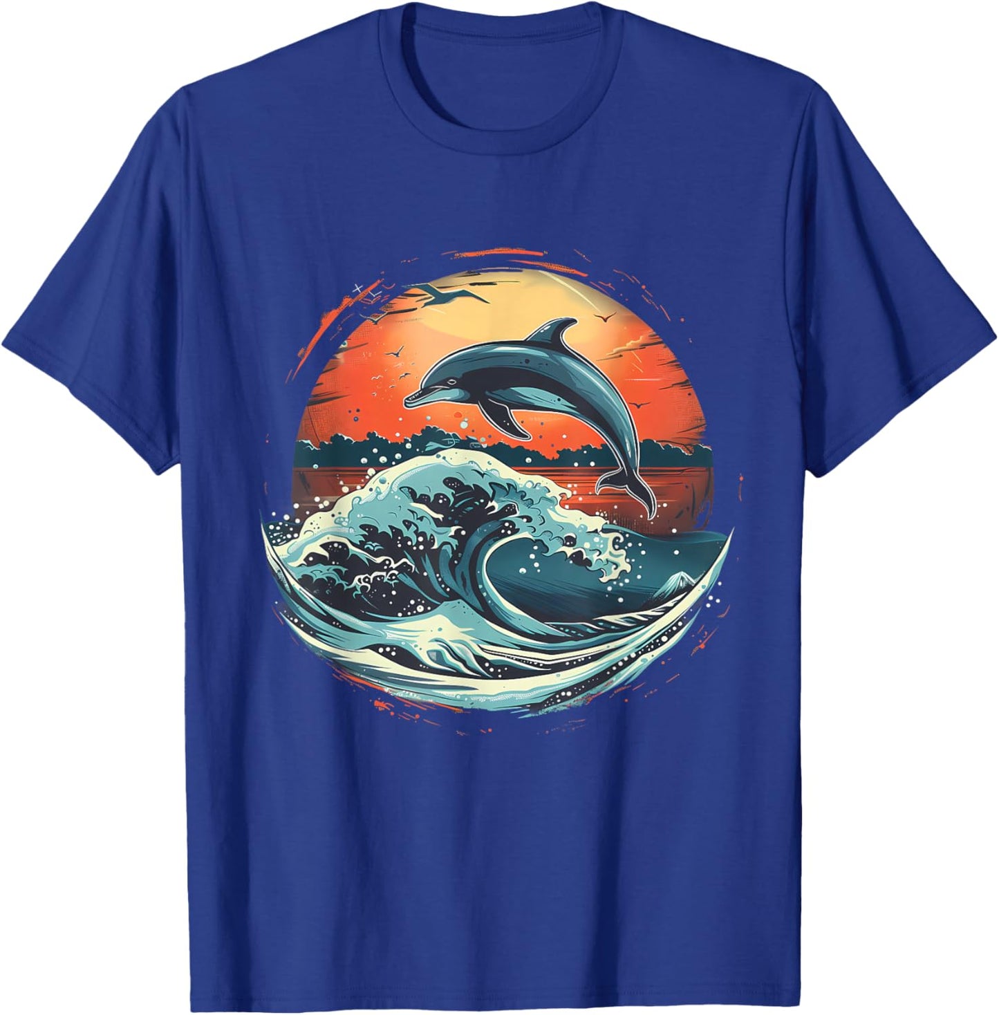 Dolphin Sunset Ocean Sea Dolphin Sea Ocean Animal Lover T-Shirt - T-Shirt | Royal