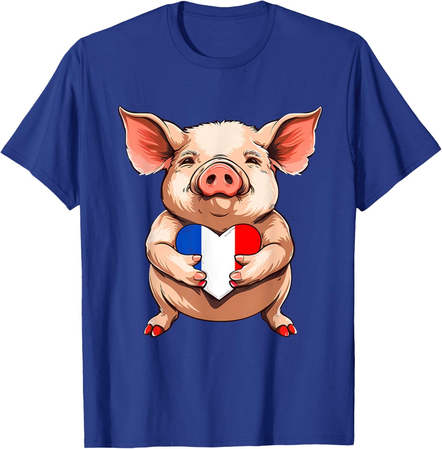 Flag of France Pig French Heart Pride French Roots , Black, S T-Shirt - T-Shirt | Royal