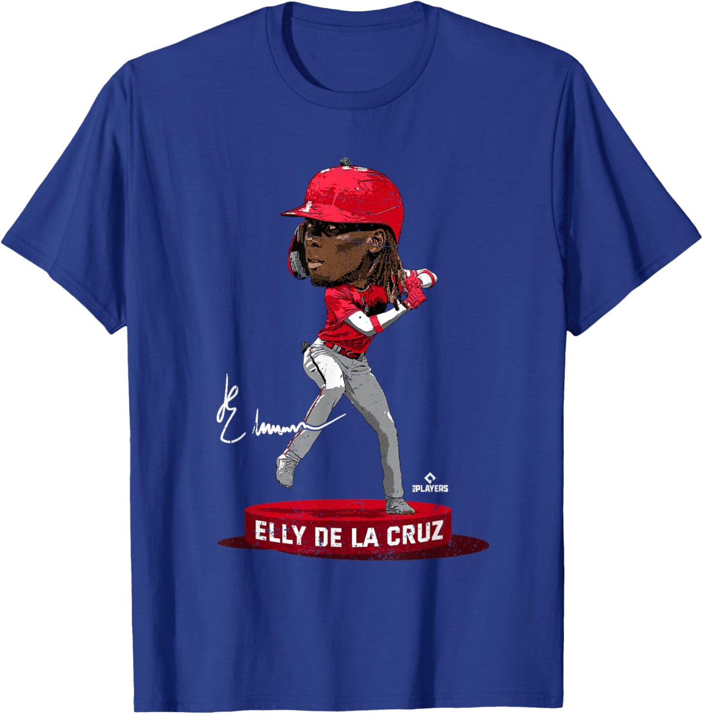 Bobblehead Elly De La Cruz Cincinnati MLBPA T-Shirt - T-Shirt | Royal
