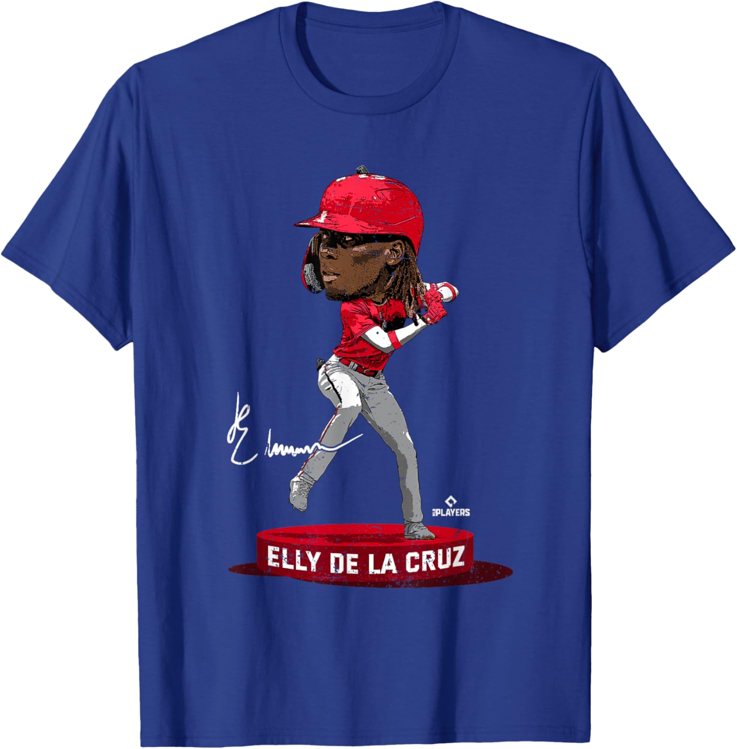 Bobblehead Elly De La Cruz Cincinnati MLBPA T-Shirt - T-Shirt | Royal