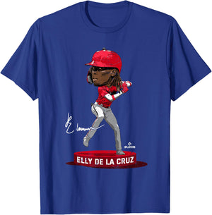 Bobblehead Elly De La Cruz Cincinnati MLBPA T-Shirt - T-Shirt | Royal