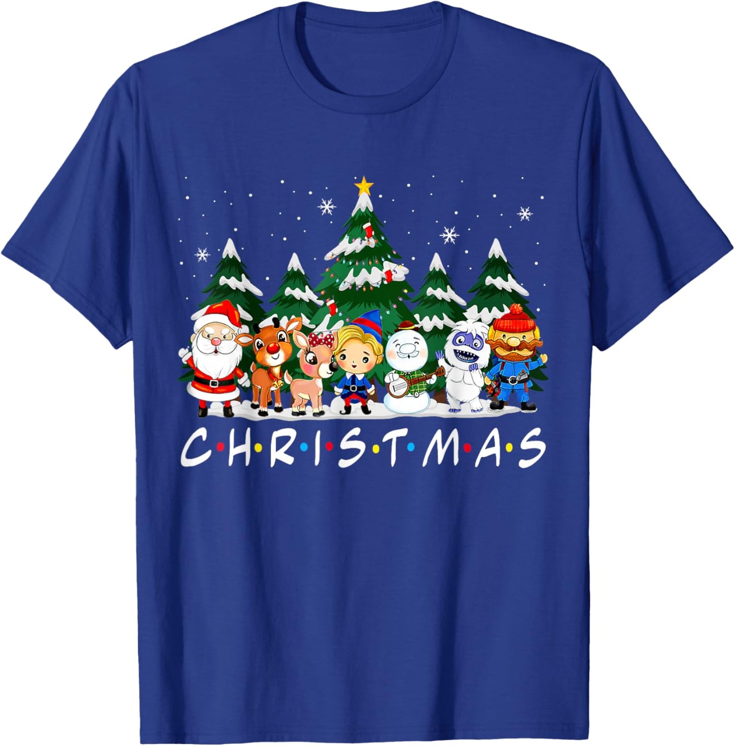 Friends Christmas Santa Rudolph Snowman Family Pajama Xmas T-Shirt - T-Shirt | Royal