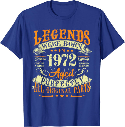 53th Birthday Vintage Legends Born In 1972 53 Years Old T-Shirt - T-Shirt | Royal