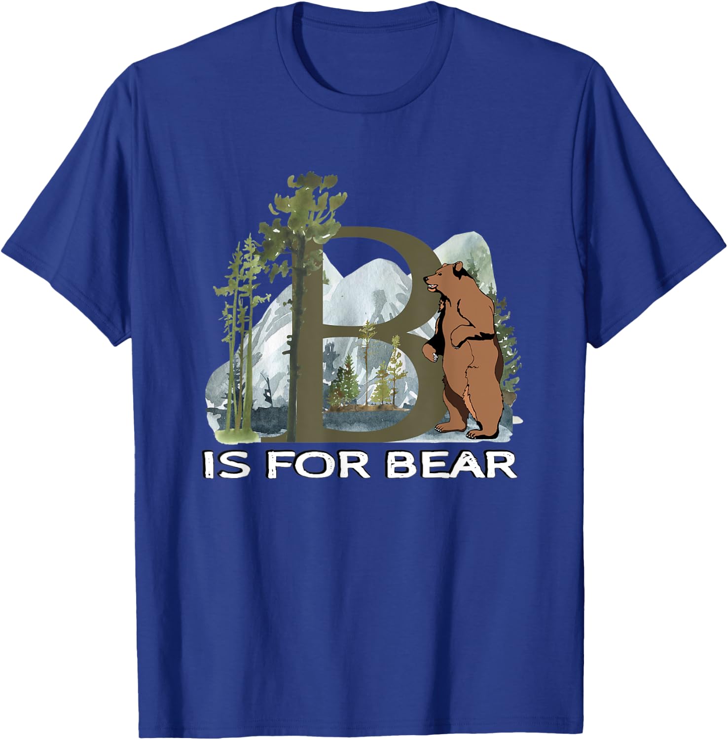 Brown Bear Animal Watercolor Nature Lover Alphabet Letter B T-Shirt - T-Shirt | Royal