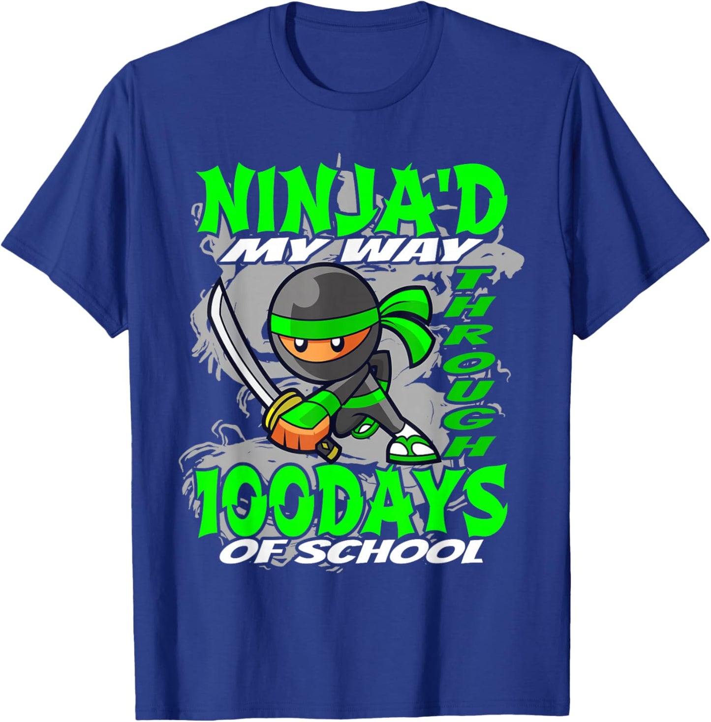 Ninja'd My Way Through 100 Days Of School - Ninja T-Shirt - T-Shirt | Royal