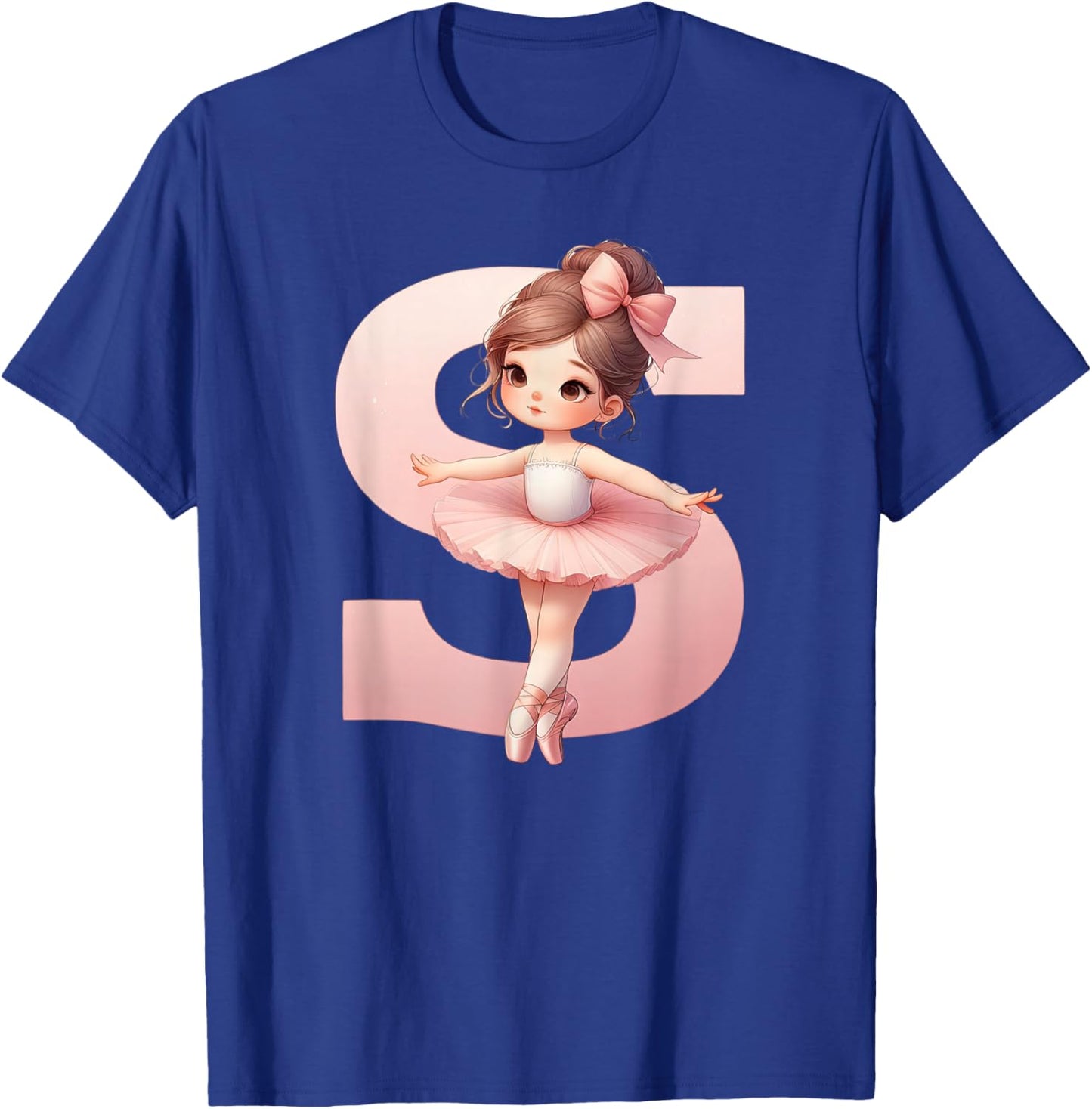 Ballerina Girl Dancing Name First Letter S Girly Tutu Ballet T-Shirt - T-Shirt | Royal