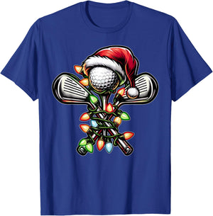 Golf Golfer Golfing Christmas Hat Xmas T-Shirt - T-Shirt | Royal