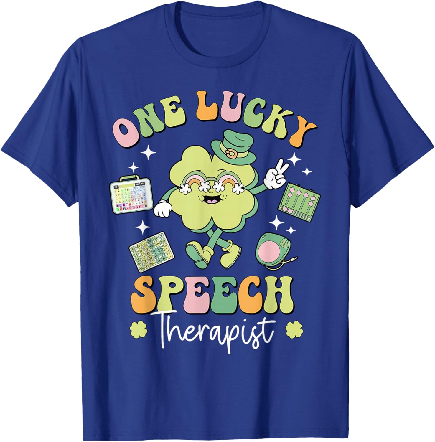 One Lucky Speech Therapist SLP Shamrock St Patricks Day T-Shirt - T-Shirt | Royal