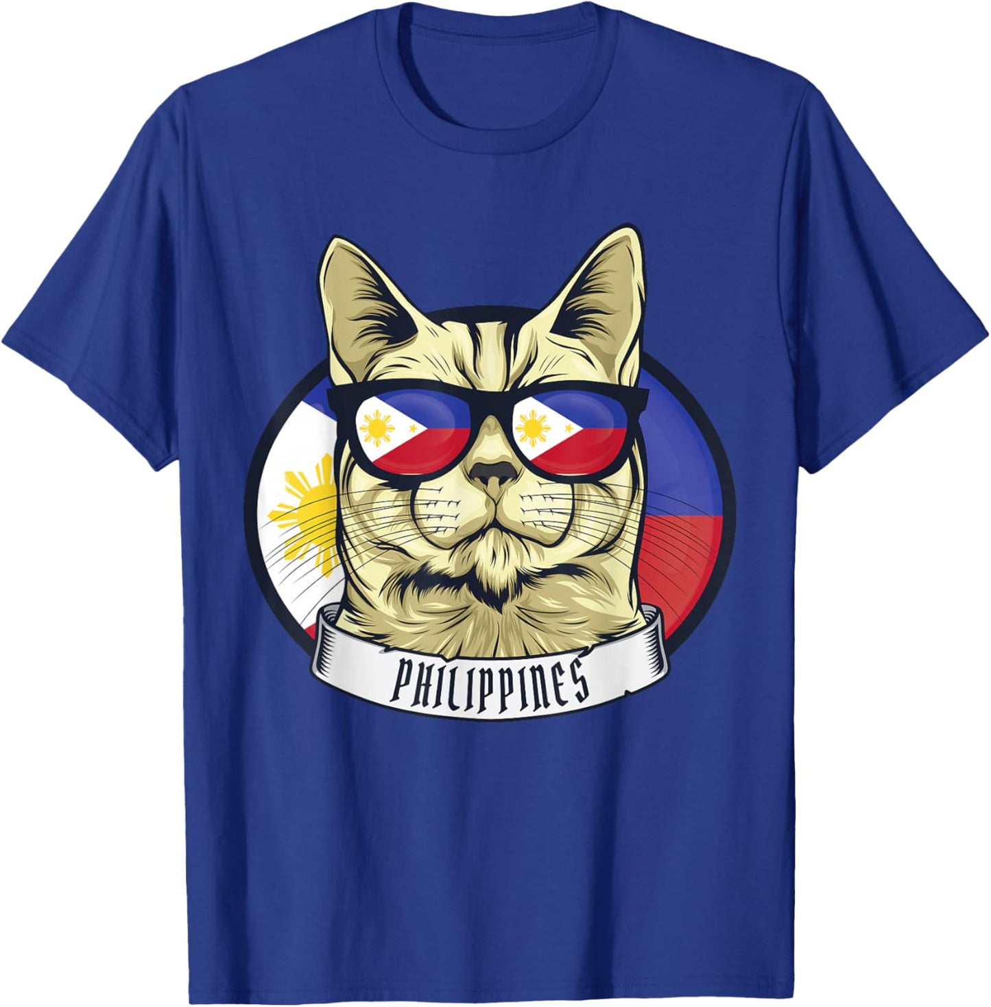 Filipino Patriotic Cat From Philippines Flag Pride Country T-Shirt - T-Shirt | Royal