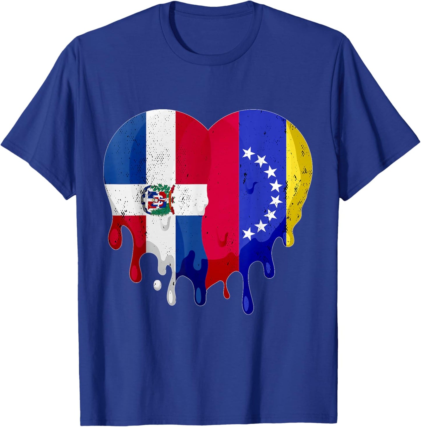 Dominican Republic Venezuela Flag Heart Citizen Patriot T-Shirt - T-Shirt | Royal
