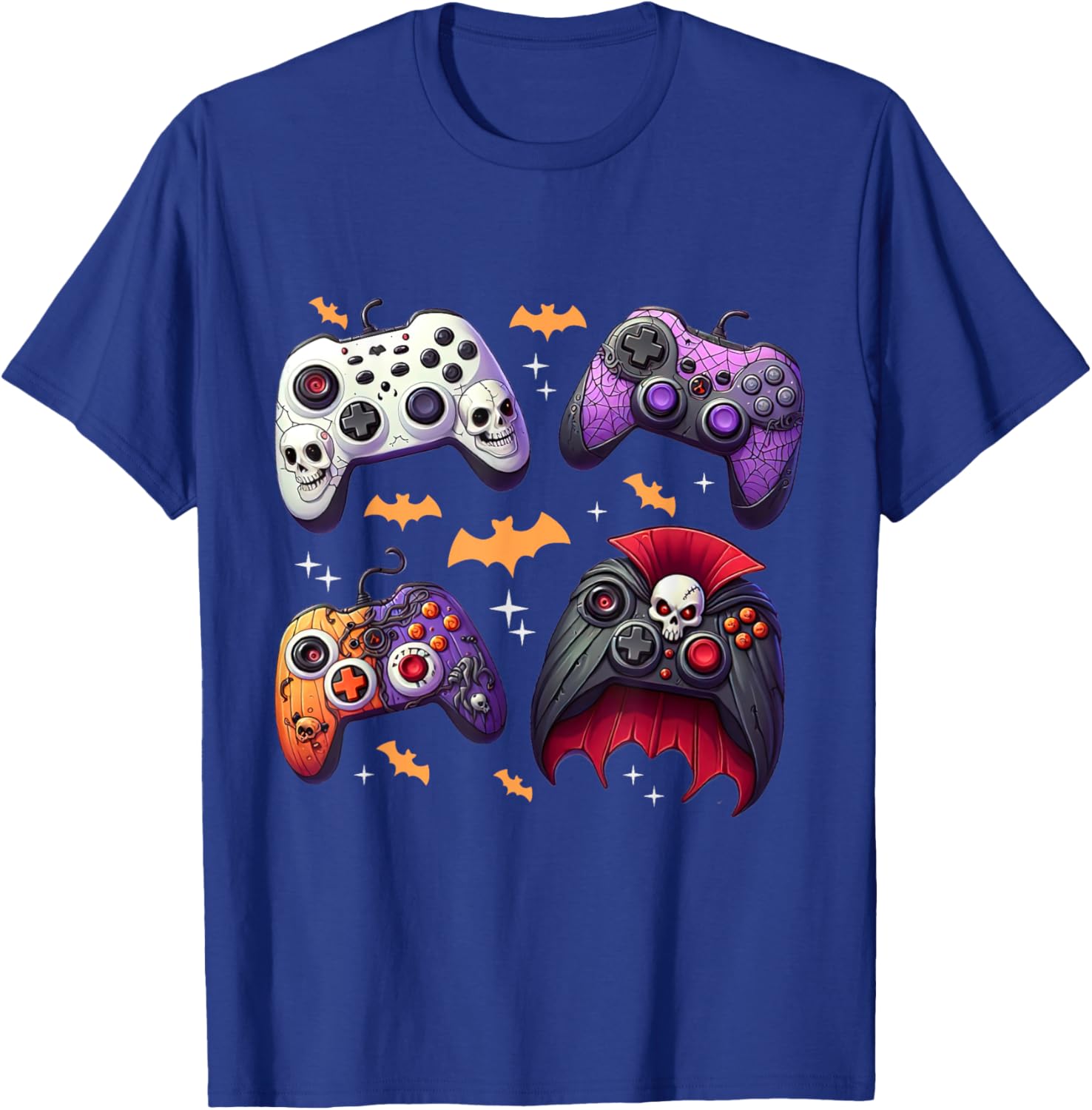 Skeleton Zombie Video Game Controller Boys Halloween Costume T-Shirt - T-Shirt | Royal
