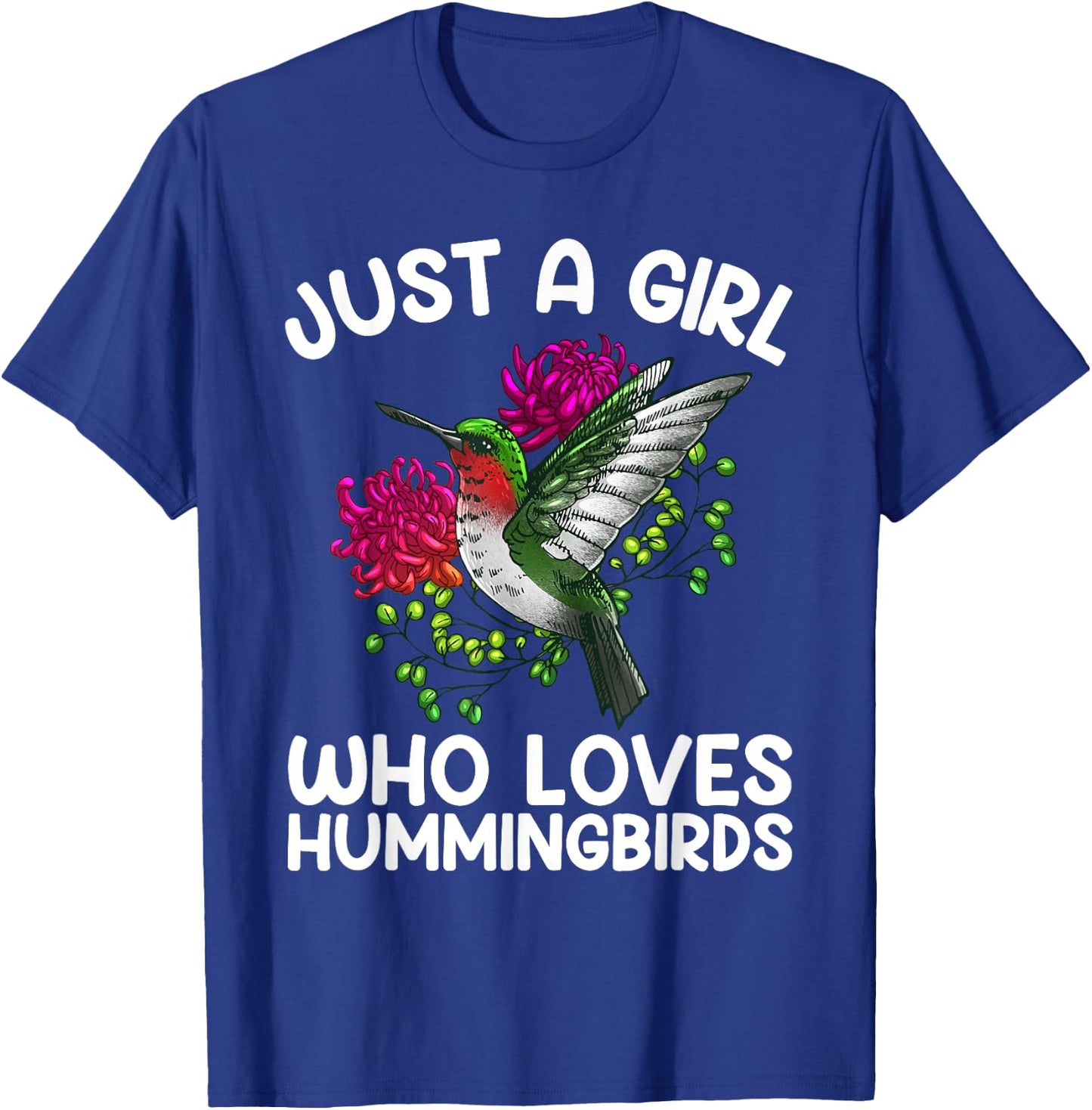 Cool Hummingbird Girl Tropical Bird Watcher Birder T-Shirt - T-Shirt | Royal